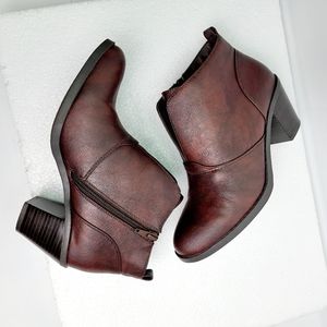 Cloudwalkers By Avenue MYLA 8313 Side Zip Ankle Boots Booties Brown Size 7 W